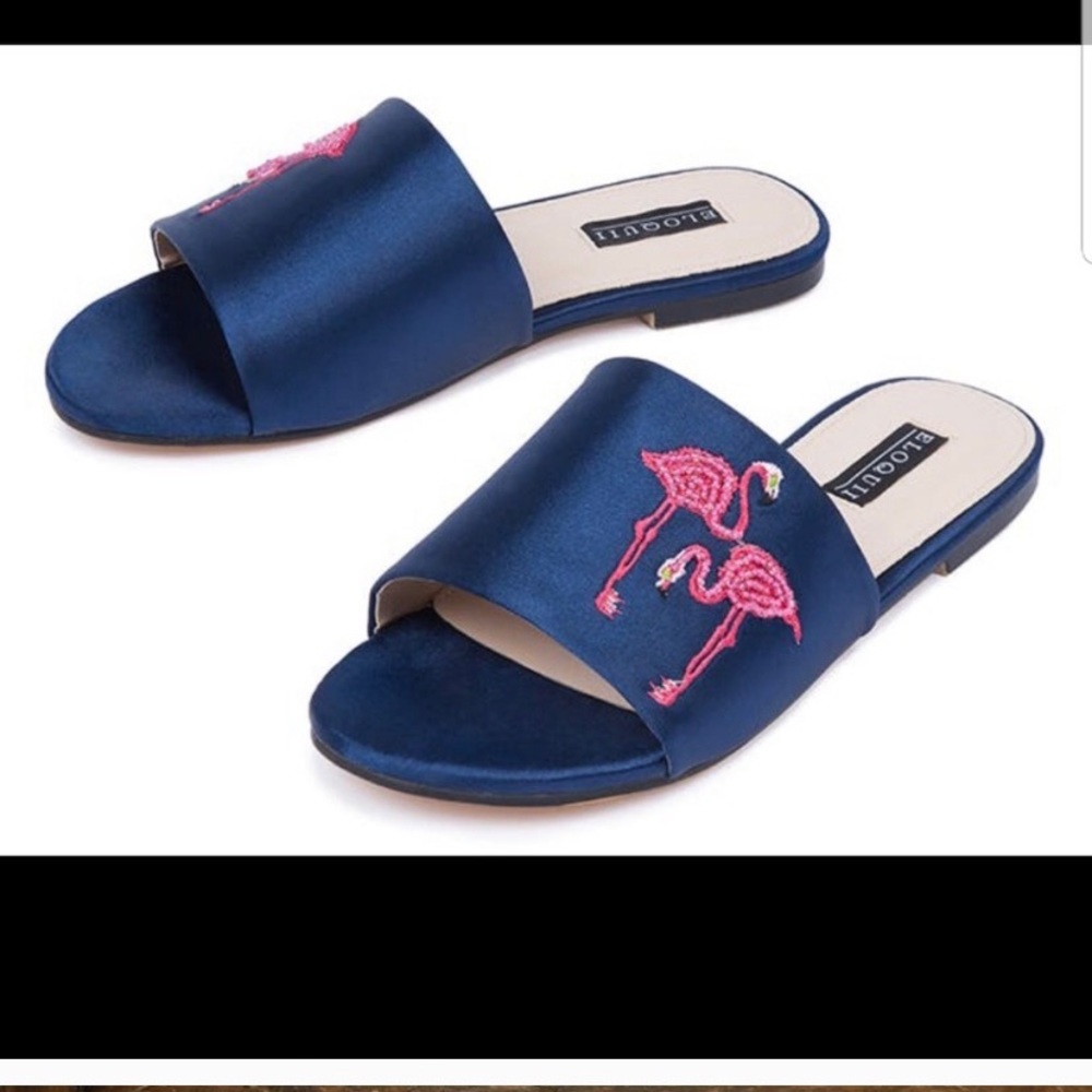 Eloquii Layla Satin Embellished Slide "Flamingo"